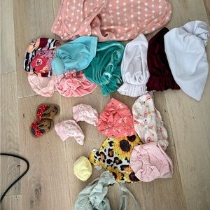 Colorful Kids Accessories Set Booties, Mittens, Hats, Sandals, Swaddle